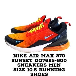 Nike Air Max 270 Orange Black Blue Athletic Shoes